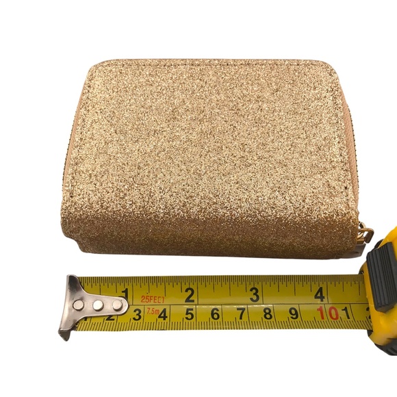 Gold Glitter Accordion Zip Wallet / Coin Purse – Double Zip Organizer - Picture 5 of 6